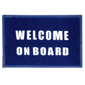 Tappeto zerbino welcome on board in pvc blu